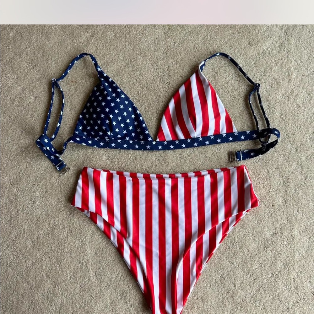 SHEIN Red and Blue Star Striped Bikini